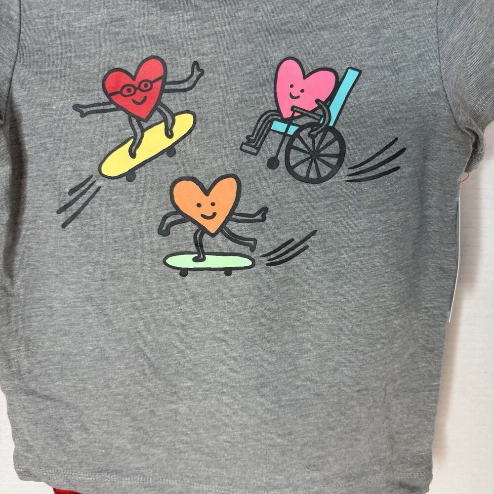 Cat & Jack Toddler Valentine Red Skate Hearts 2pc Outfit Shirt & Sweatpants NEW! - Picture 4 of 11